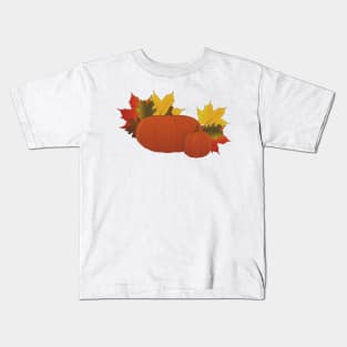 Autumn Leaves with Pumpkins Kids T-Shirt